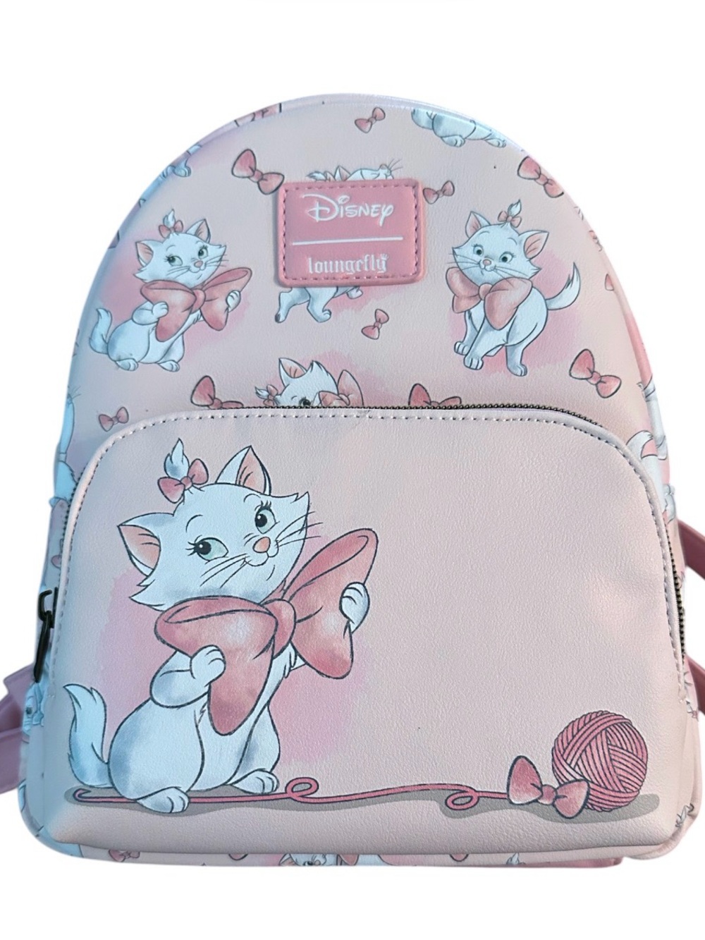 Loungefly Disney The Aristocats Pink Marie Mini Backpack with Bow & Yarn Print